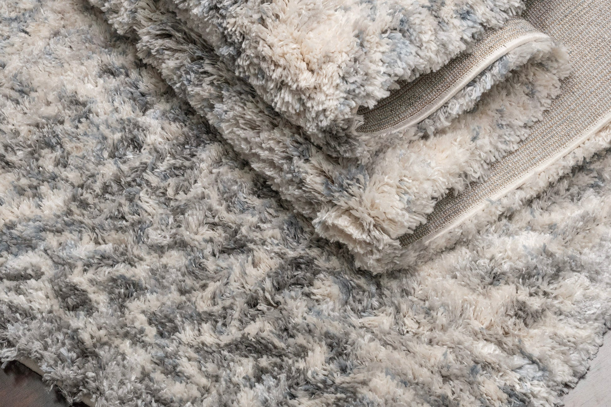 Reverie Contemporary Cream/Grey Geometric High Pile Rug