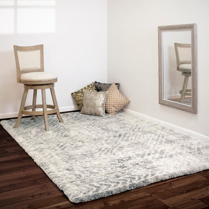 Reverie Contemporary Cream/Grey Geometric High Pile Rug