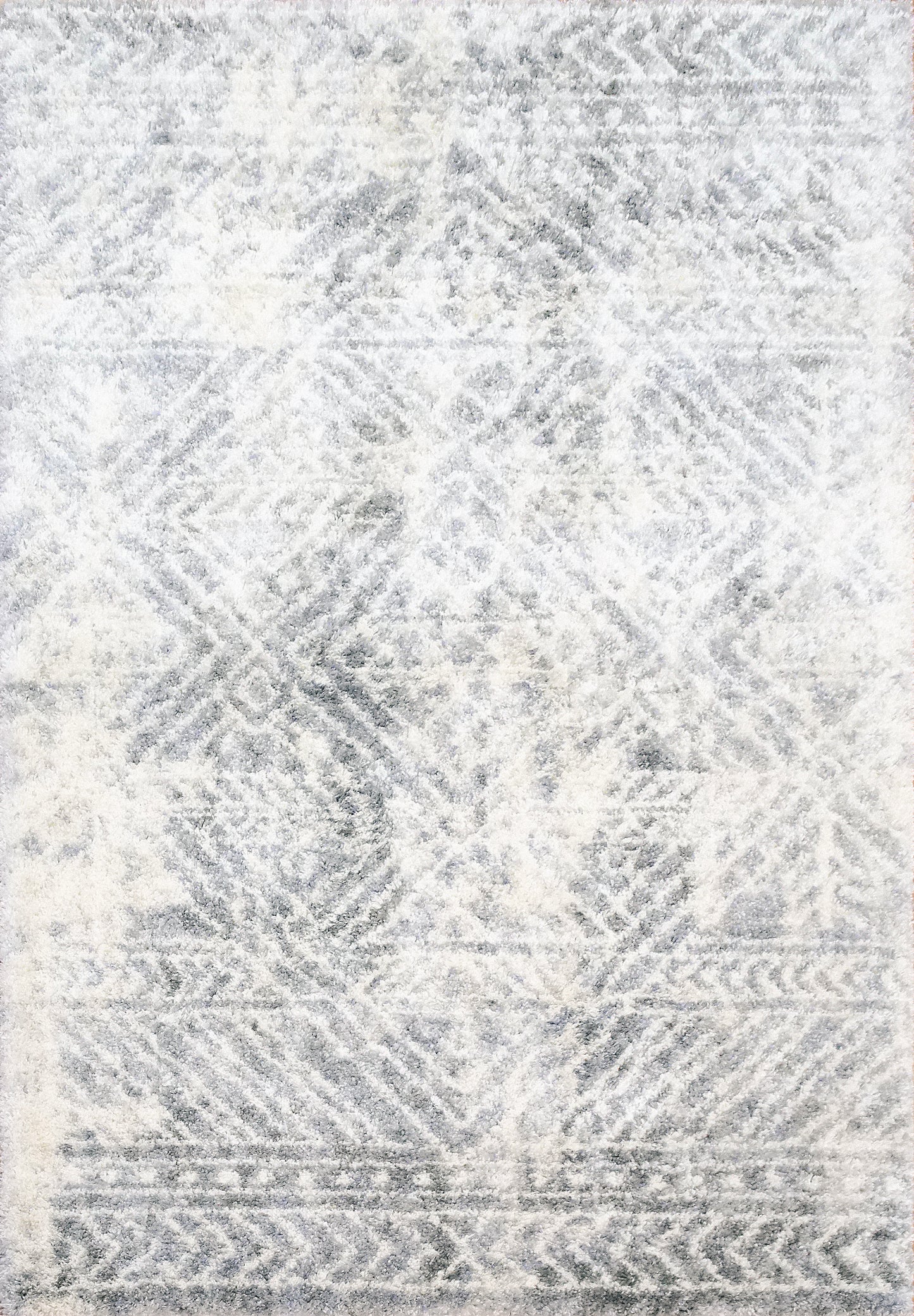 Reverie Contemporary Cream/Grey Geometric High Pile Rug