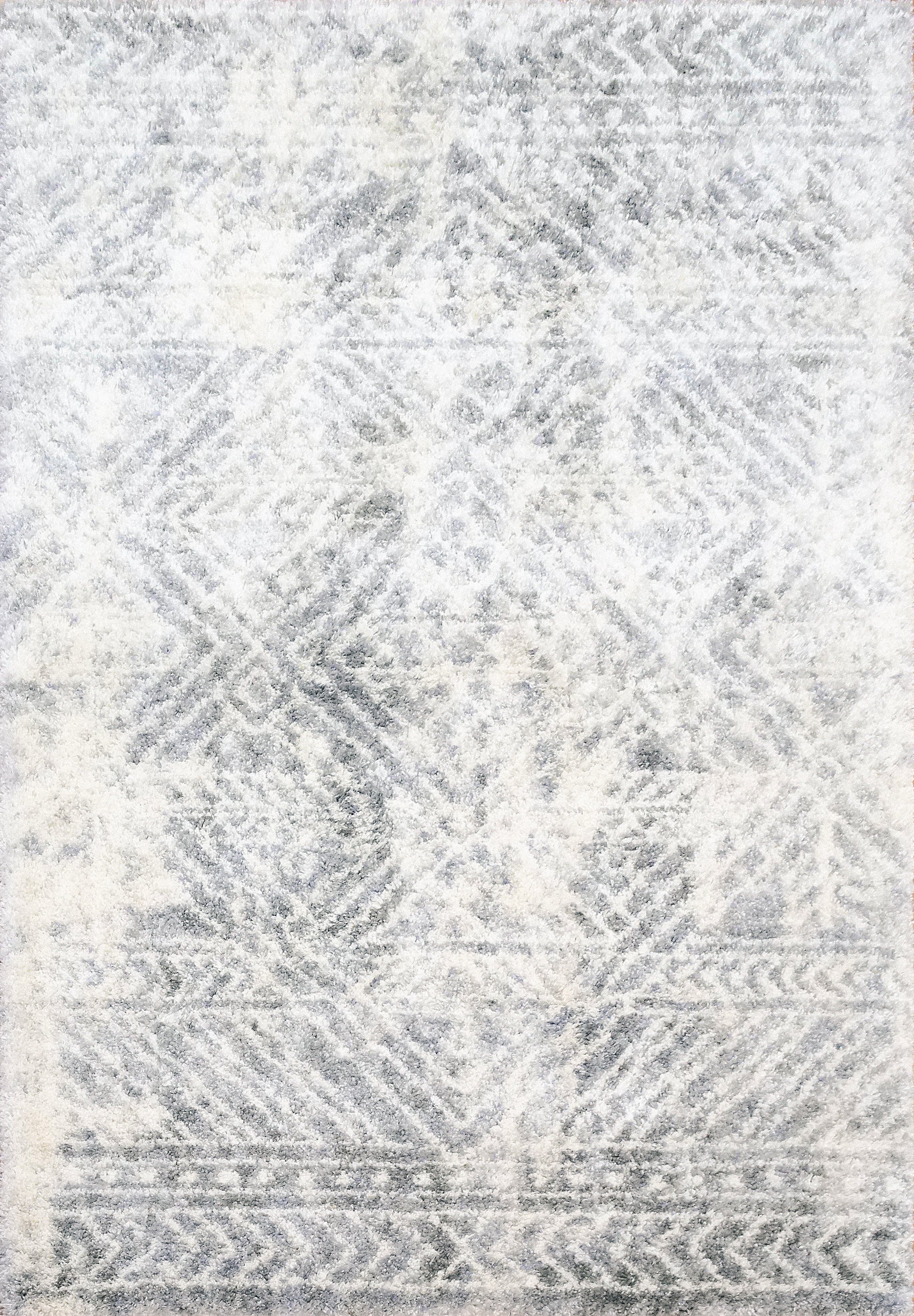 Reverie Contemporary Cream/Grey Geometric High Pile Rug