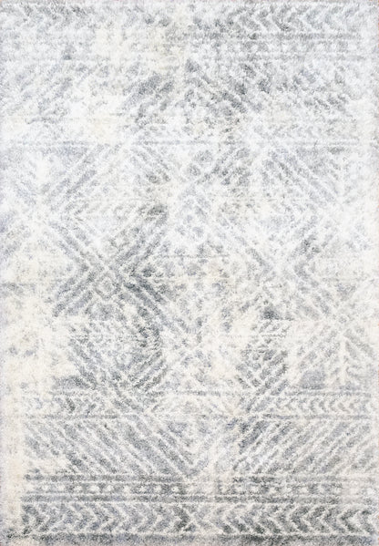 Reverie Contemporary Cream/Grey Geometric High Pile Rug