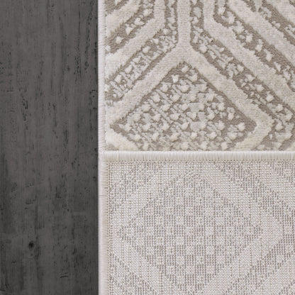 Rori Modern Grey Geometric Medium Pile Rug