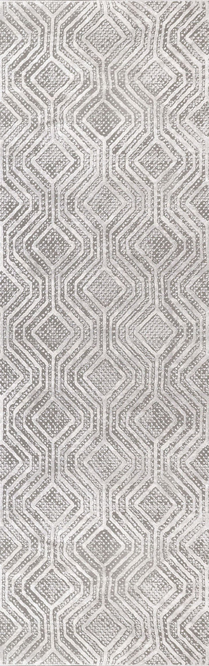 Rori Modern Grey Geometric Medium Pile Rug