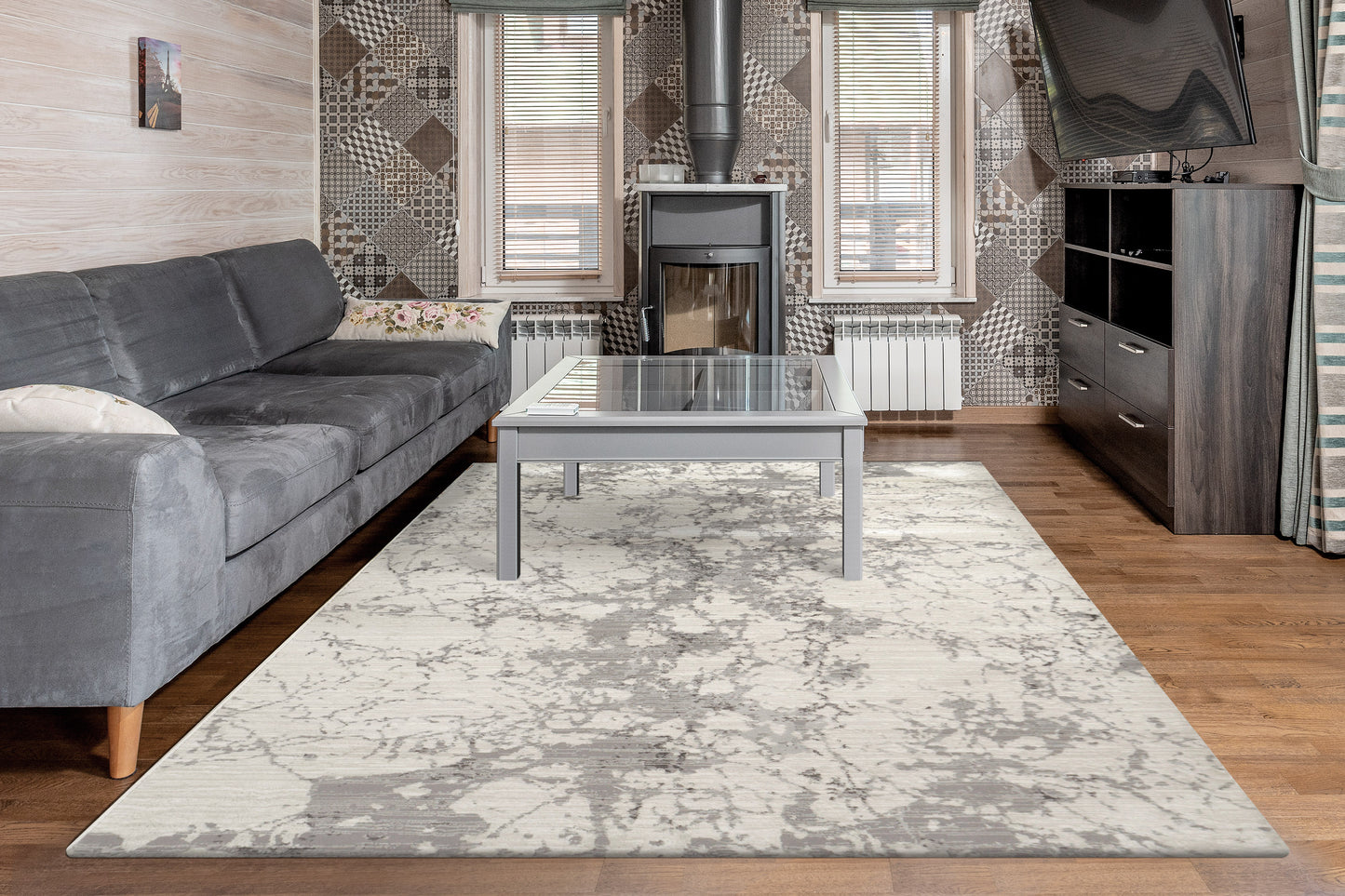 Rori Modern Ivory/Multi Abstract Medium Pile Rug