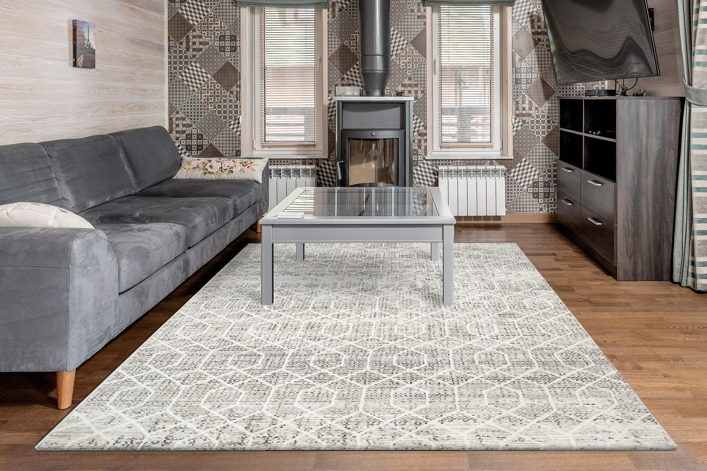 Rori Modern Ivory/Charcoal Geometric Medium Pile Rug