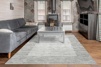Rori Modern Grey/Charcoal Bordered Medium Pile Rug