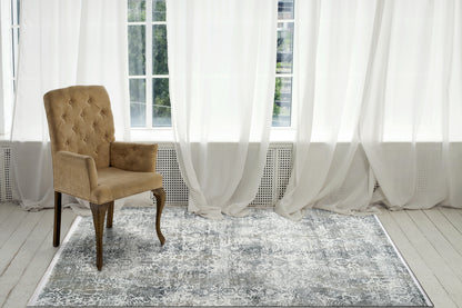 Ruby Transitional Ivory/Grey Distressed Medium Pile Rug