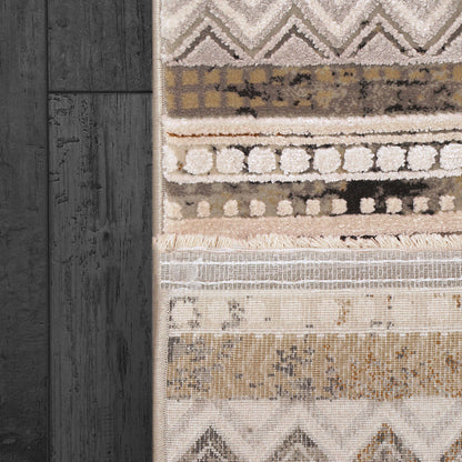 Ruby Modern Ivory/Taupe/Grey Southwestern Medium Pile Rug