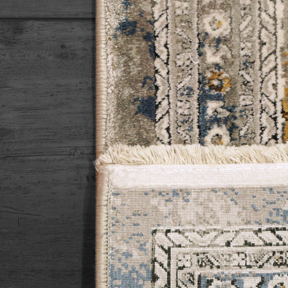 Ruby Transitional Ivory/Grey/Gold Oriental Medium Pile Rug