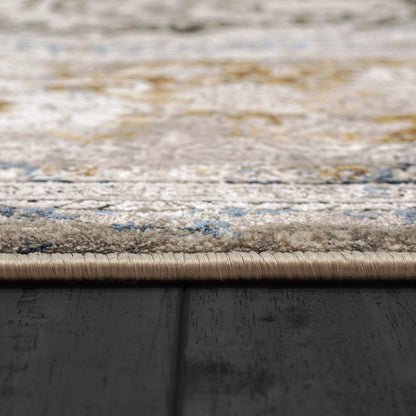 Ruby Transitional Ivory/Grey/Gold Oriental Medium Pile Rug