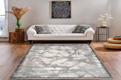 Ruby Modern Grey/Ivory Abstract Medium Pile Rug
