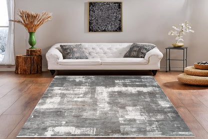 Ruby Modern Grey/Ivory/Brown Abstract Medium Pile Rug