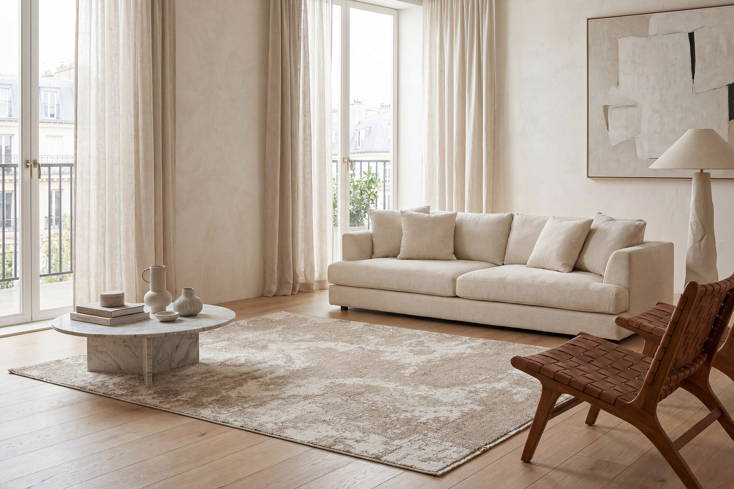 Sequence Modern Beige/Dark Beige Abstract Medium Pile Rug