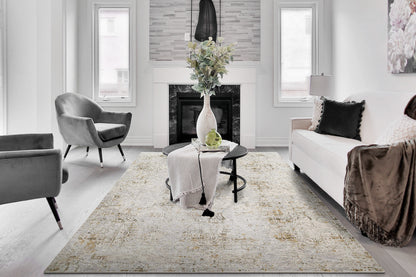 Skyler Transitional Grey/Green Abstract High-Low Rug
