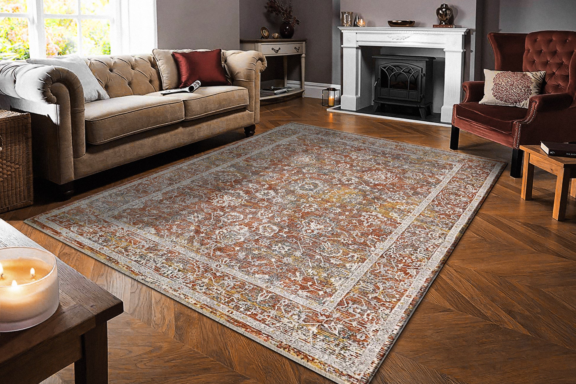 Skyler Transitional Copper/Multi Oriental High-Low Rug