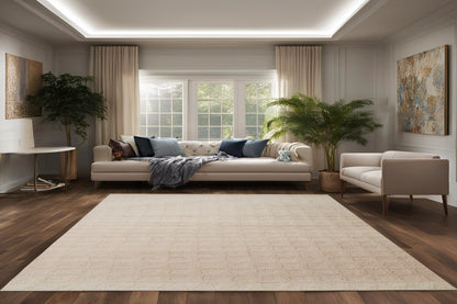 Teak Modern Ivory Geometric Medium Pile Rug