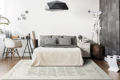 Teak Modern Ivory/Multi Abstract Medium Pile Rug