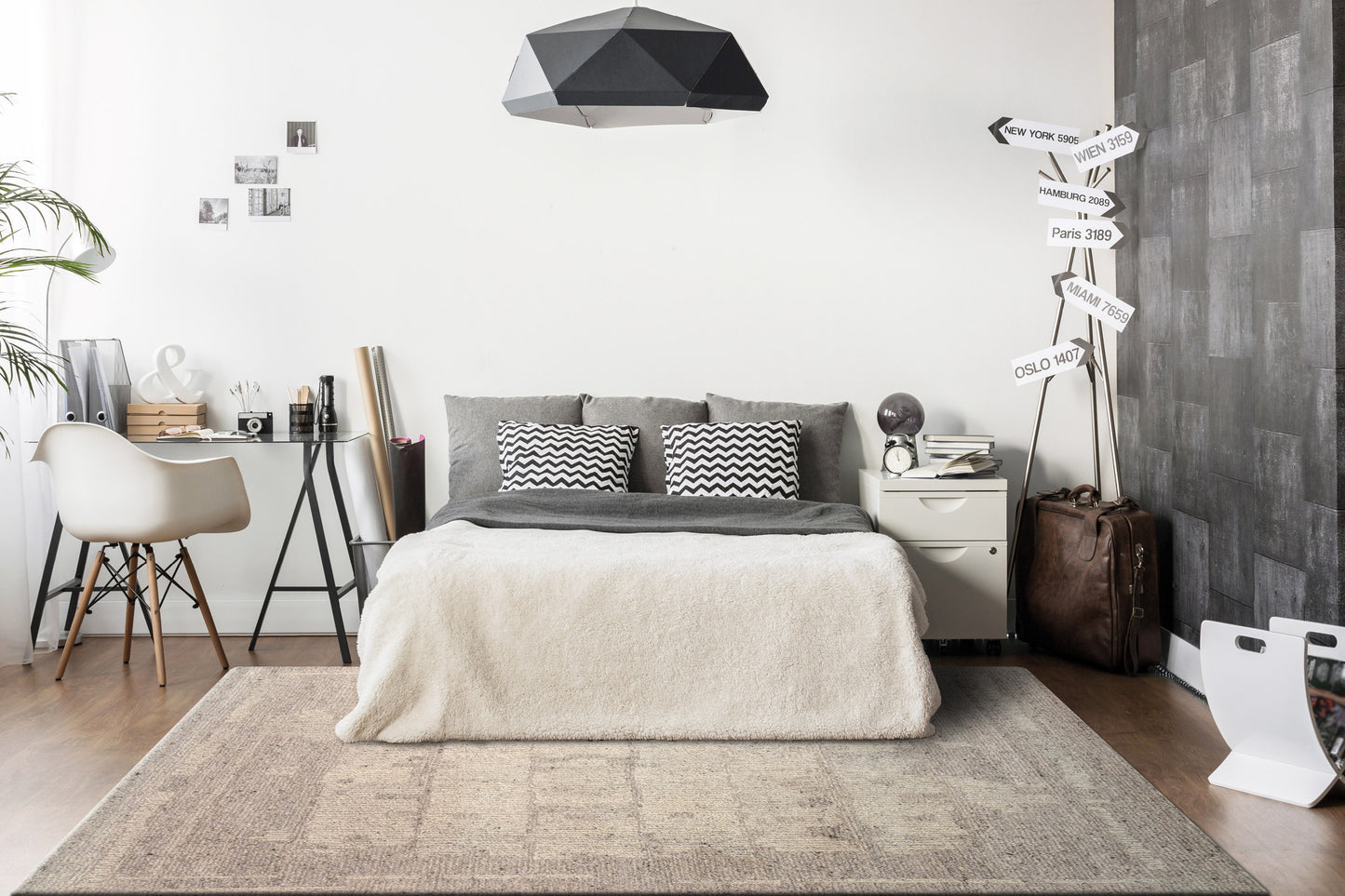 Teak Modern Taupe Abstract Medium Pile Rug
