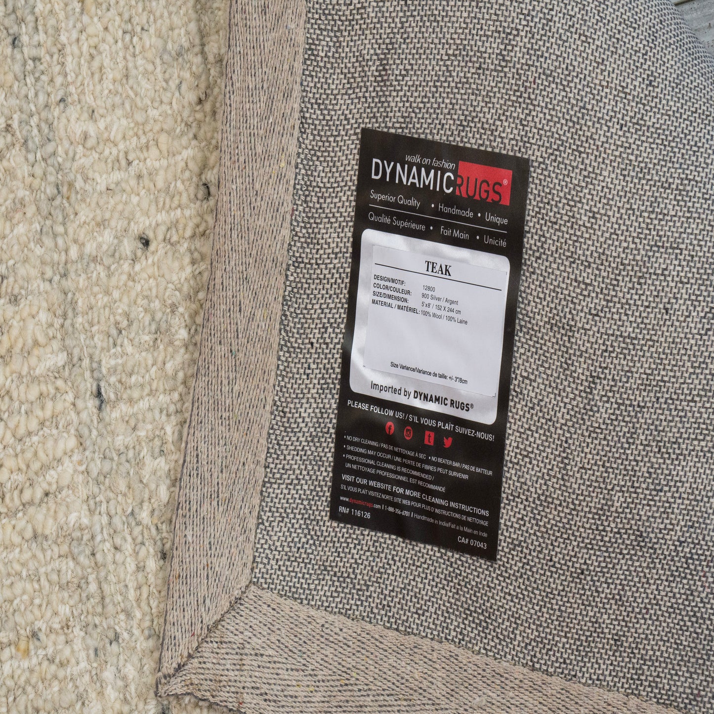 Teak Modern Silver Abstract Medium Pile Rug