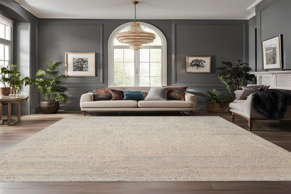 Teak Modern Silver Abstract Medium Pile Rug