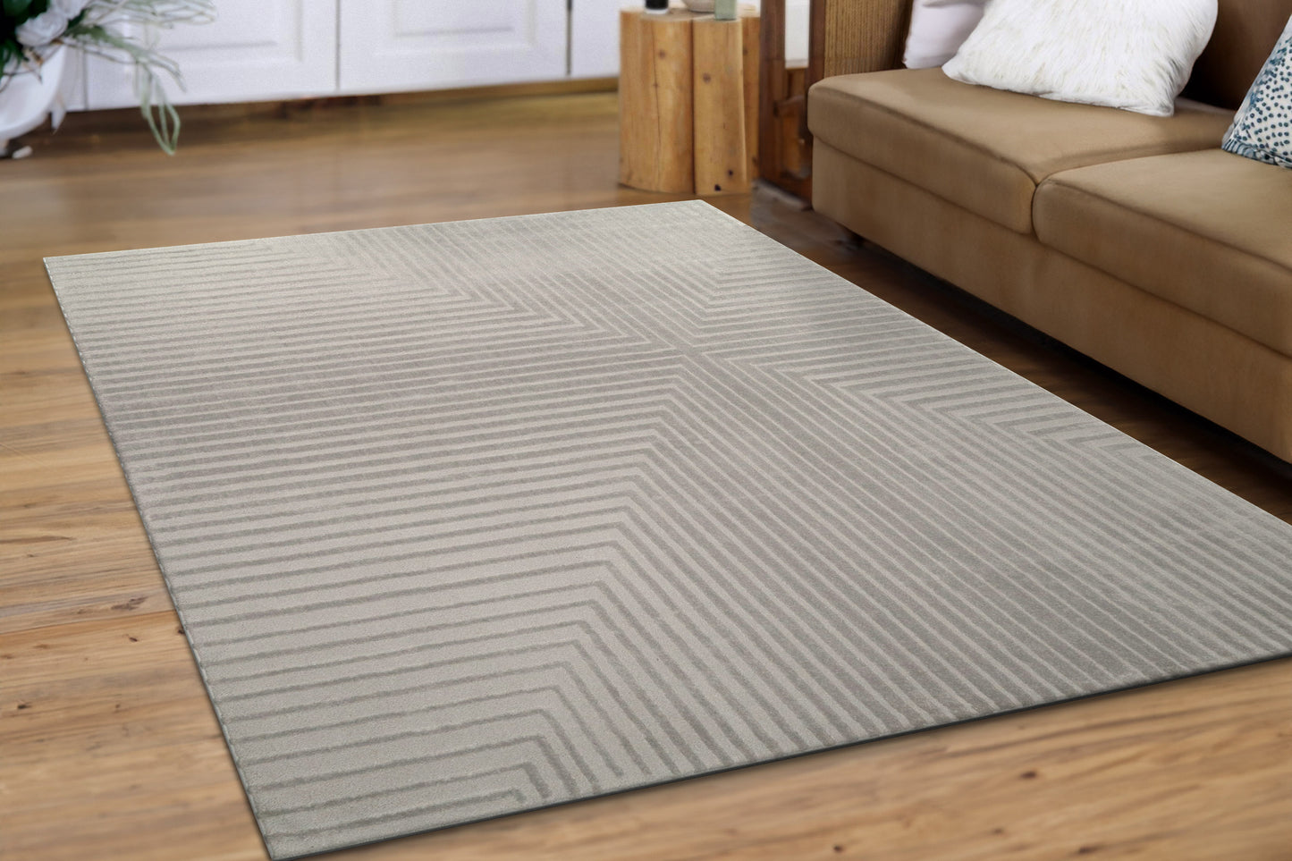 Timeless Modern Grey Geometric Medium Pile Rug