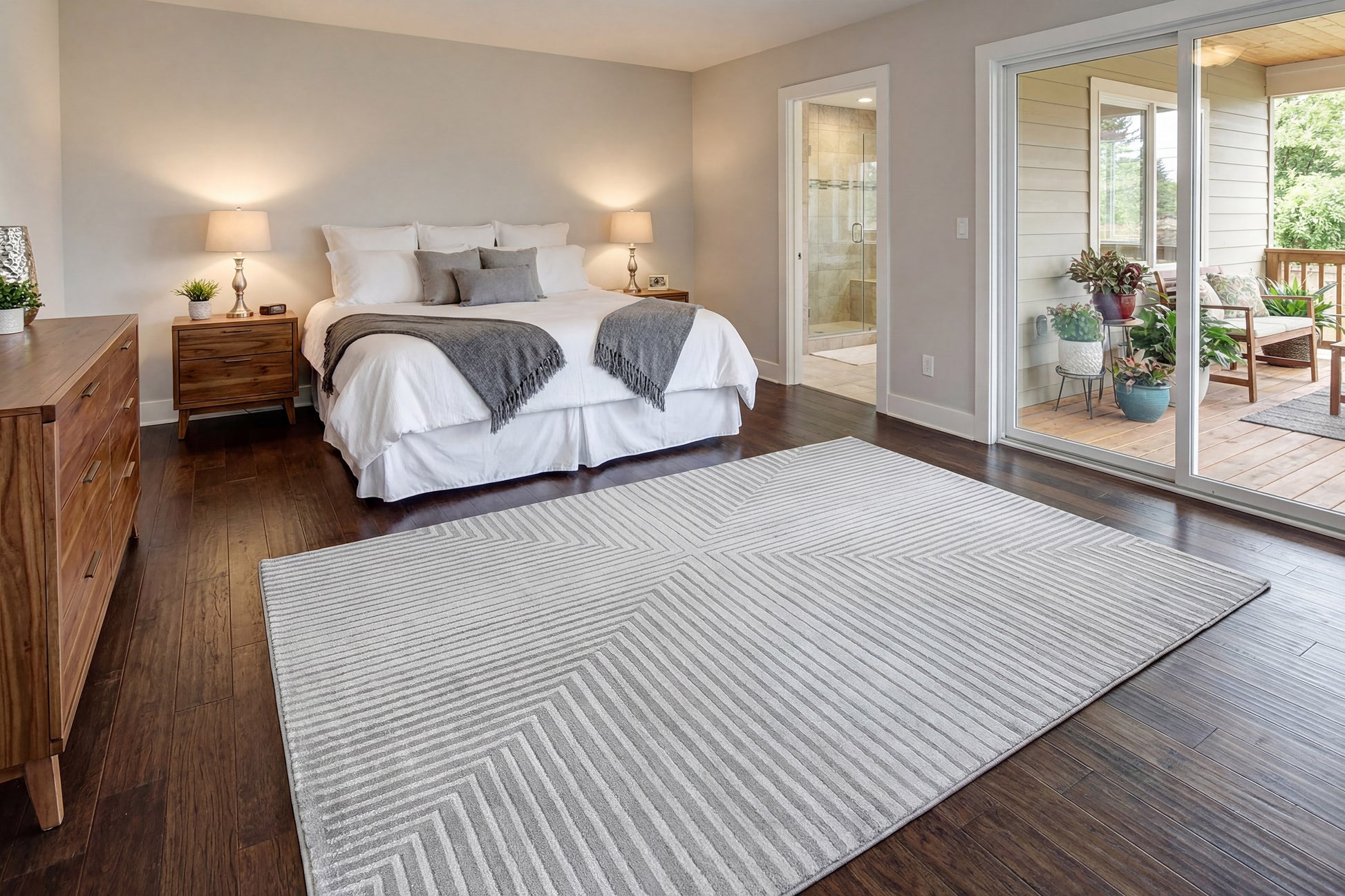 Timeless Modern Grey Geometric Medium Pile Rug