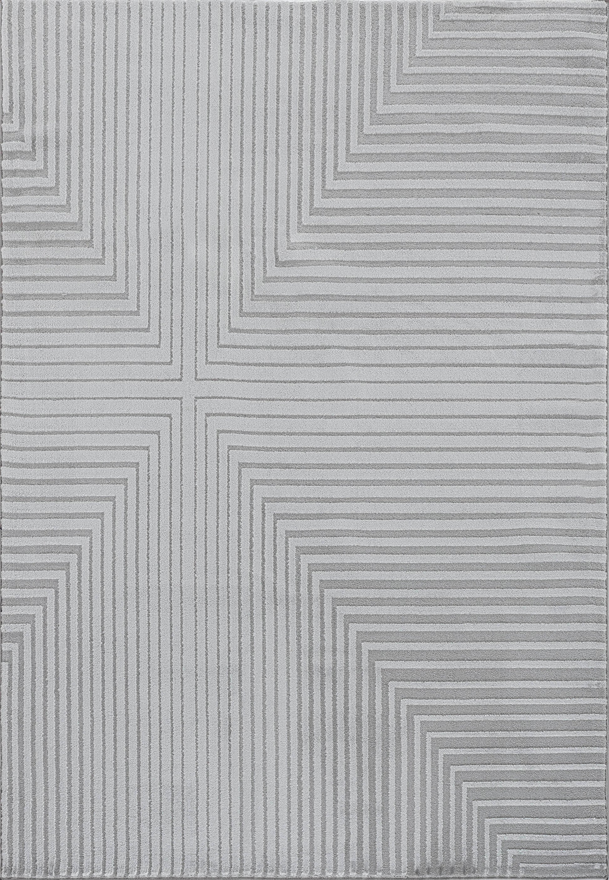 Timeless Modern Grey Geometric Medium Pile Rug