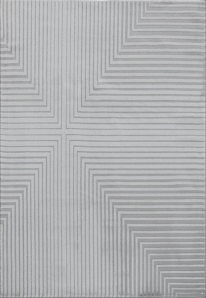 Timeless Modern Grey Geometric Medium Pile Rug