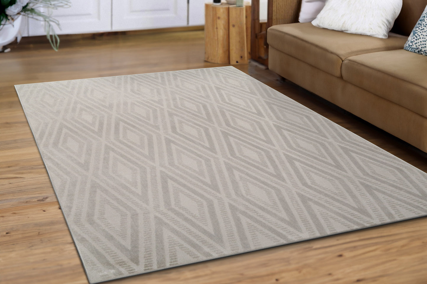 Timeless Modern Grey/Light Grey Geometric Medium Pile Rug