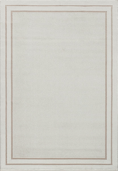 Timeless Modern Beige Bordered Medium Pile Rug
