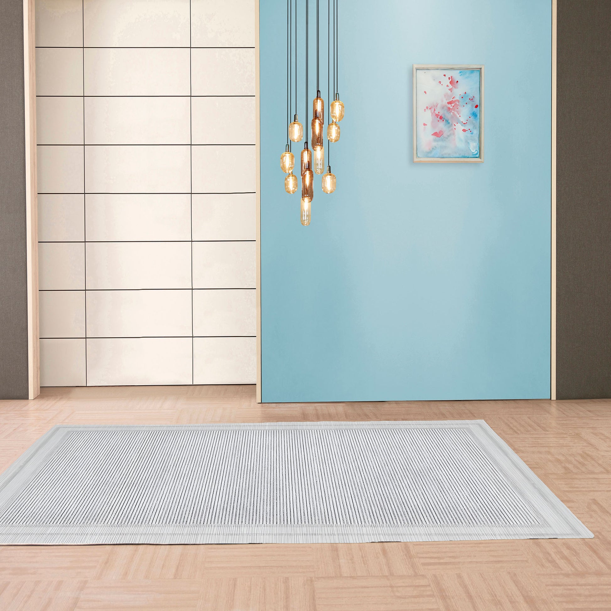 Timeless Modern Grey Bordered Medium Pile Rug