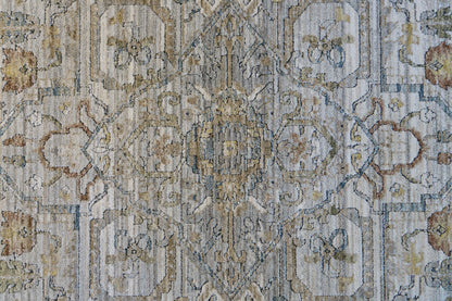 Trevi Transitional Grey/Cream Medallion Medium Pile Rug