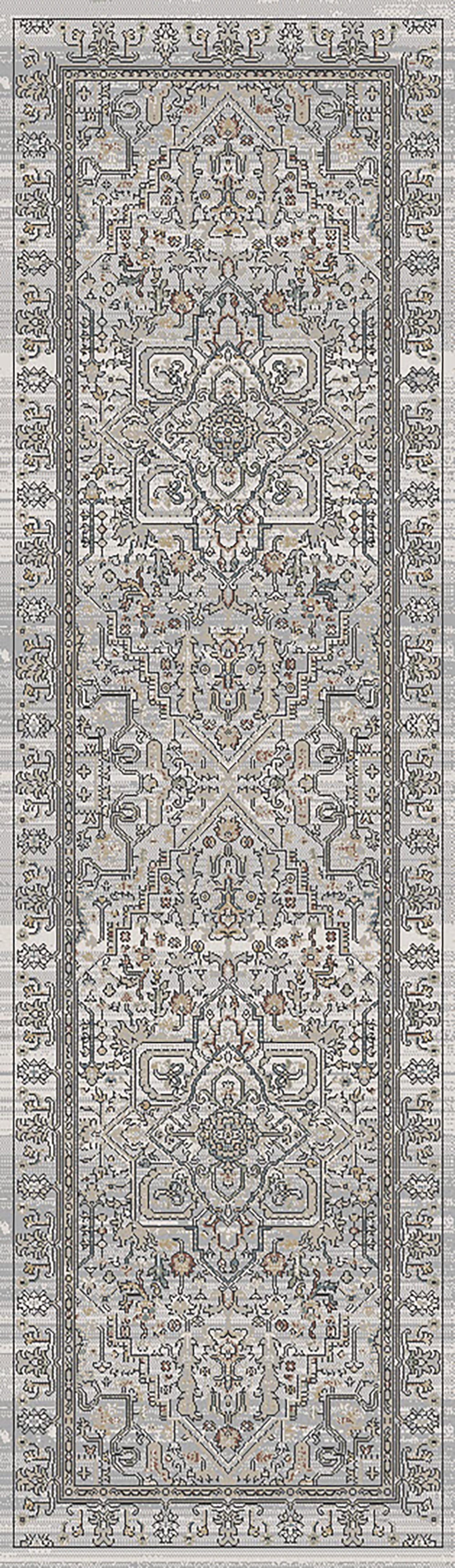 Trevi Transitional Grey/Cream Medallion Medium Pile Rug