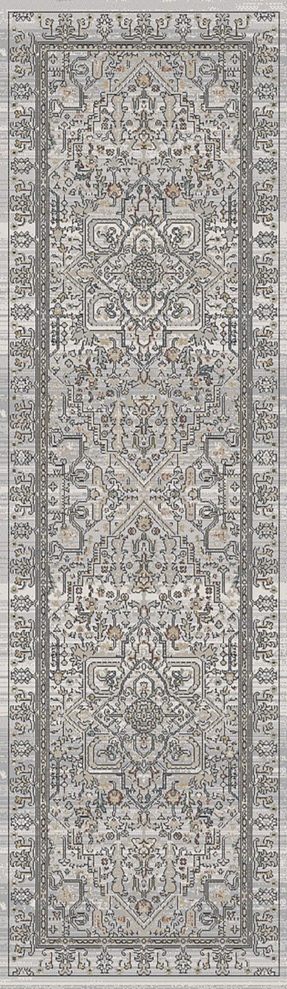 Trevi Transitional Grey/Cream Medallion Medium Pile Rug