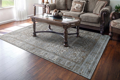 Trevi Transitional Grey/Cream Medallion Medium Pile Rug