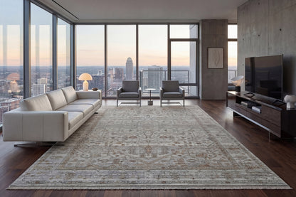 Trevi Transitional Grey/Cream Medallion Medium Pile Rug