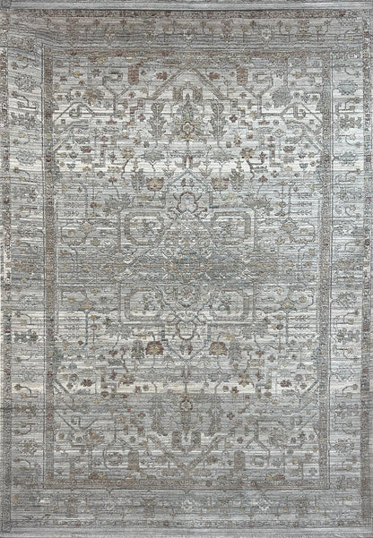 Trevi Transitional Grey/Cream Medallion Medium Pile Rug