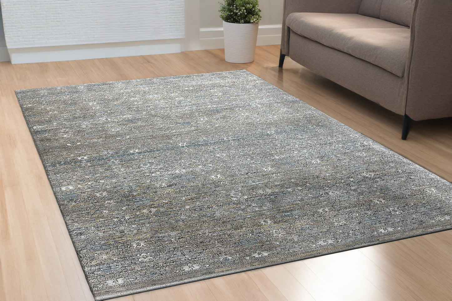 Trevi Transitional Beige/Grey/Multi Floral Medium Pile Rug
