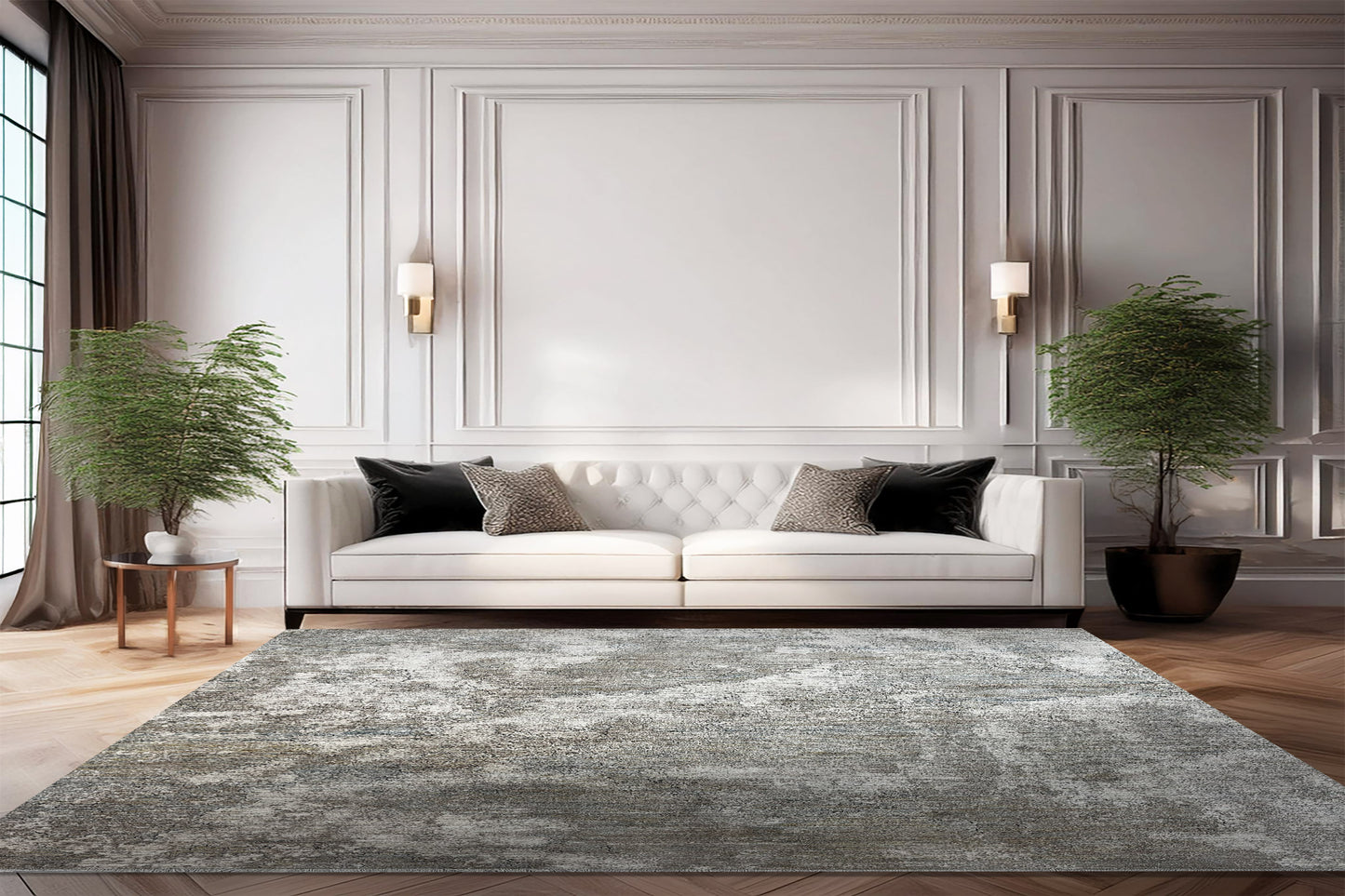 Trevi Modern Cream/Beige/Grey Abstract Medium Pile Rug