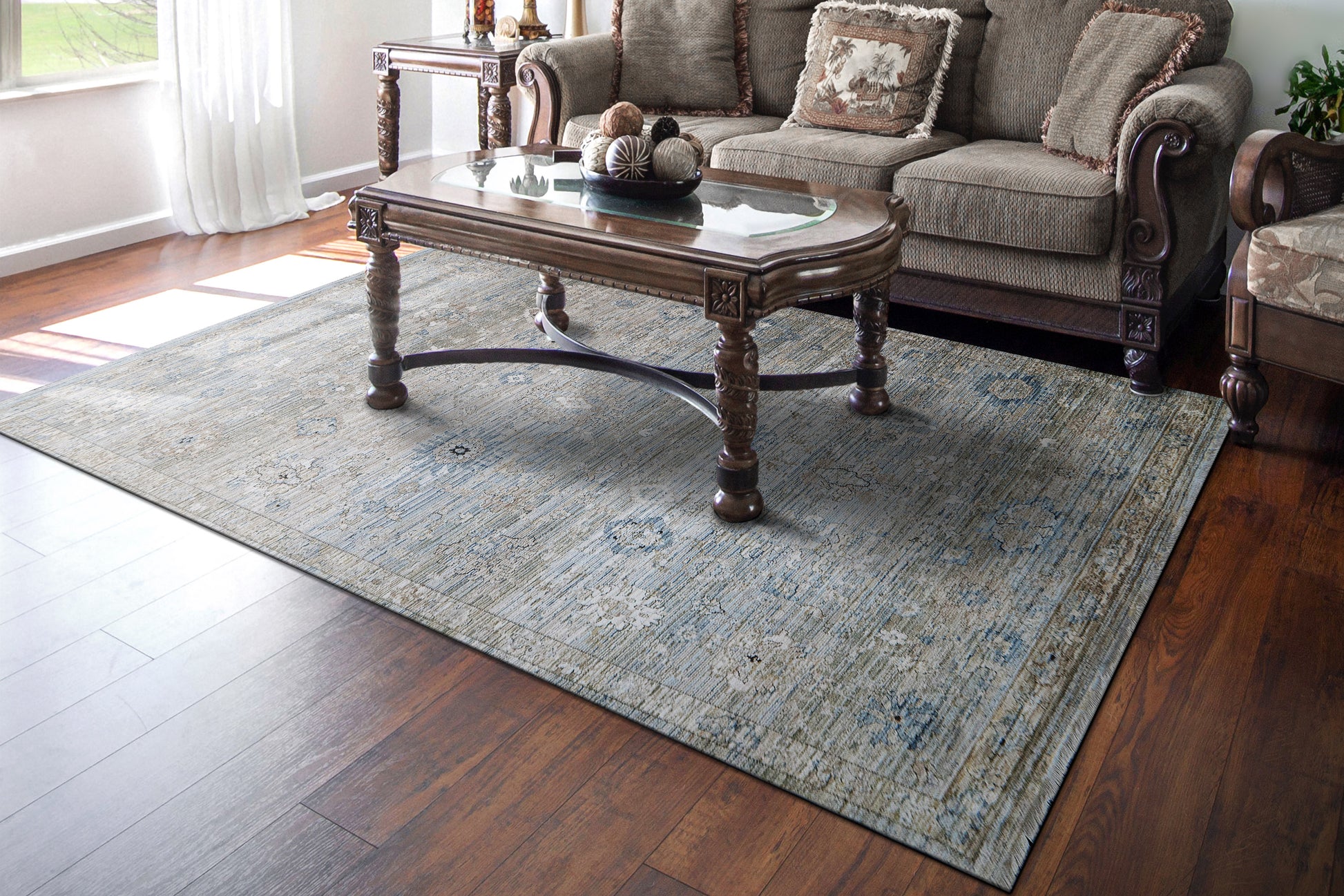 Trevi Transitional Beige/Multi Floral Medium Pile Rug