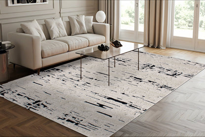 Trono Modern Black/White Abstract High-Low Rug