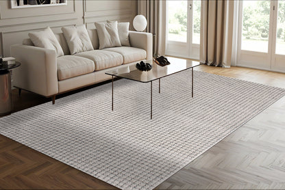 Trono Modern Ivory/Silver Geometric Low Pile Rug