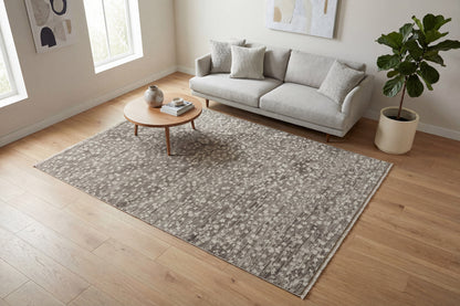 Valeria Modern Brown/Grey/Ivory Floral Medium Pile Rug