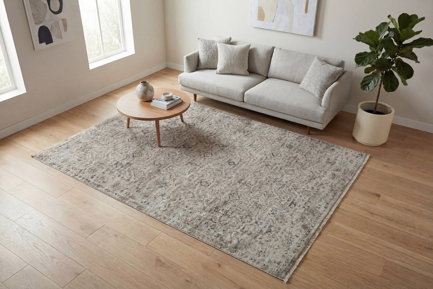 Valeria Transitional Ivory/Beige/Multi Medallion Medium Pile Rug