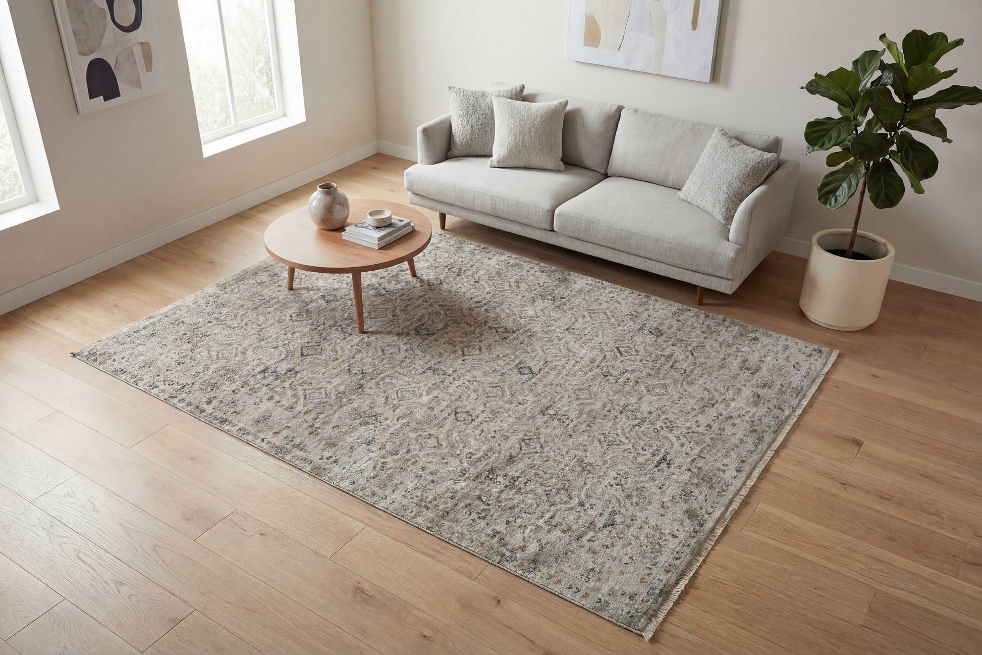 Valeria Transitional Ivory/Beige/Multi Medallion Medium Pile Rug