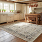Venedik Traditional Cream/Grey Floral Medium Pile Rug