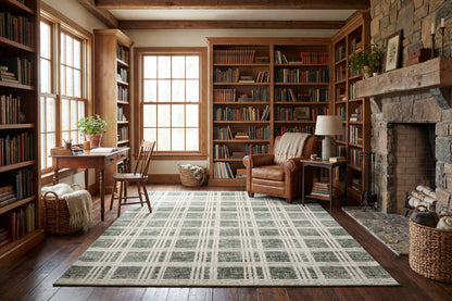 Venedik Modern Green/Grey Striped Medium Pile Rug