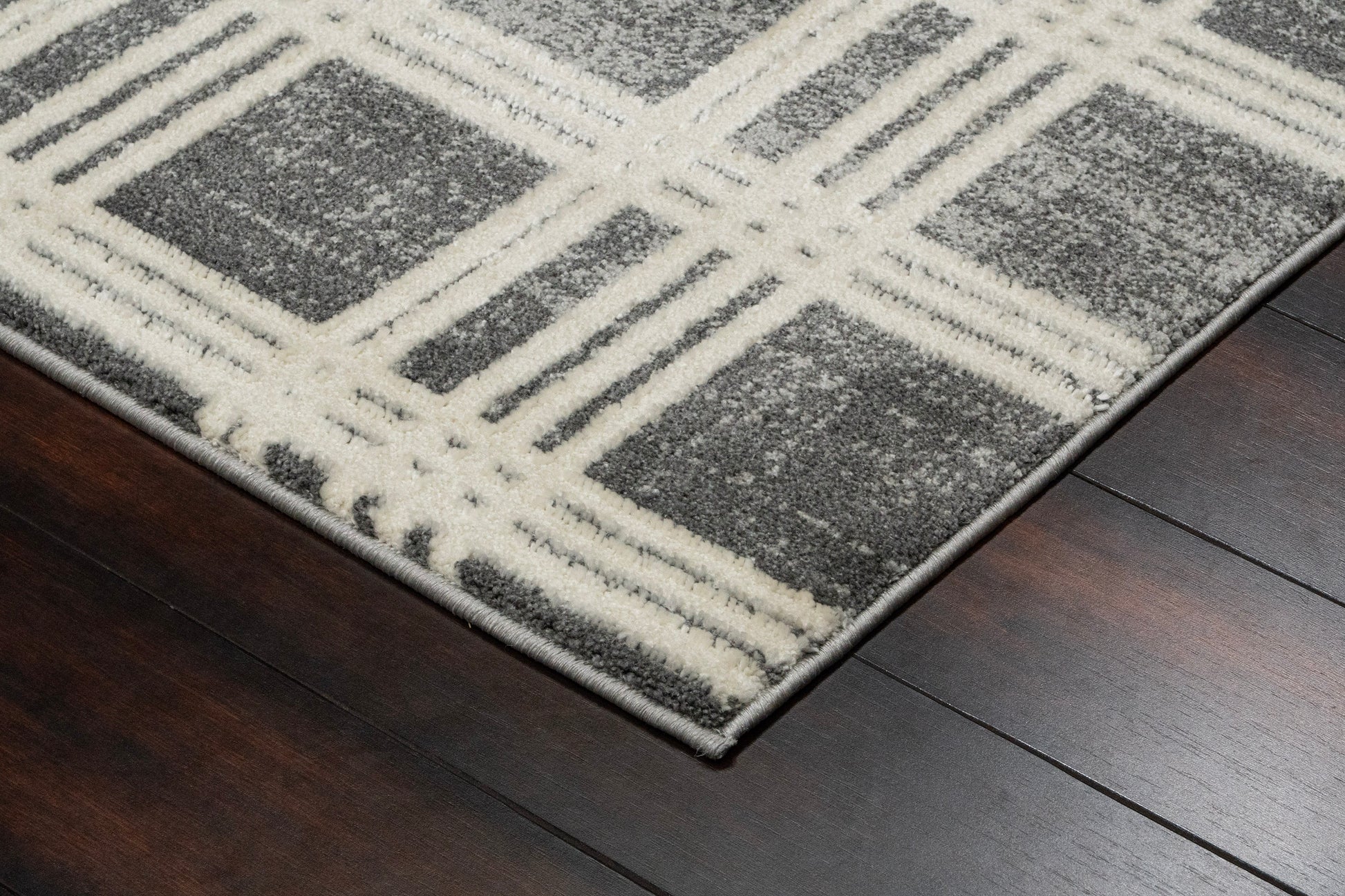 Venedik Modern Grey Striped Medium Pile Rug