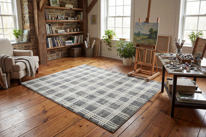 Venedik Modern Grey Striped Medium Pile Rug