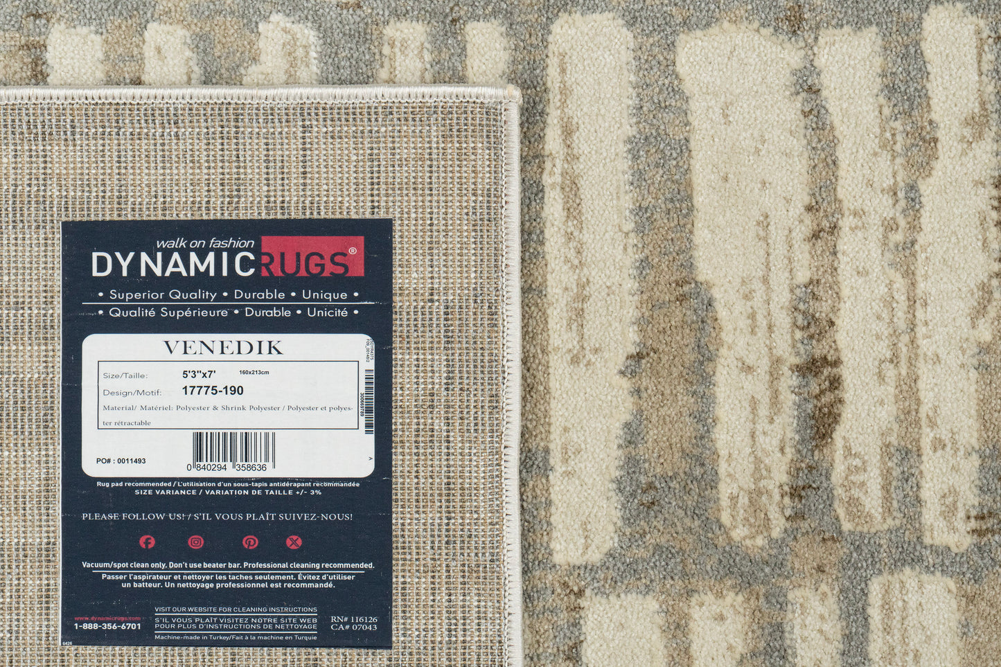 Venedik Modern Cream/Grey Geometric Medium Pile Rug